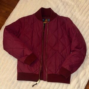 Eddie Bauer Skyliner Model Burgundy Quilted Bomber Jacket